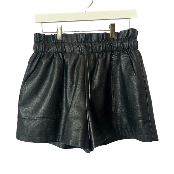 FAUX LEATHER ELASTIC HIGH WAIST PAPER BAG WOMENS SHORTS NWT XL - Picture 3 of 13